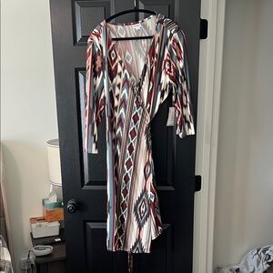 Multicolor Geometric Wrap Dress